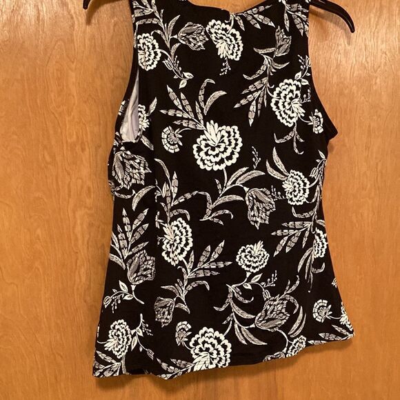 Land’s End Plus high neck modest soft cup Tankini top black multi floral 14D - Picture 4 of 7